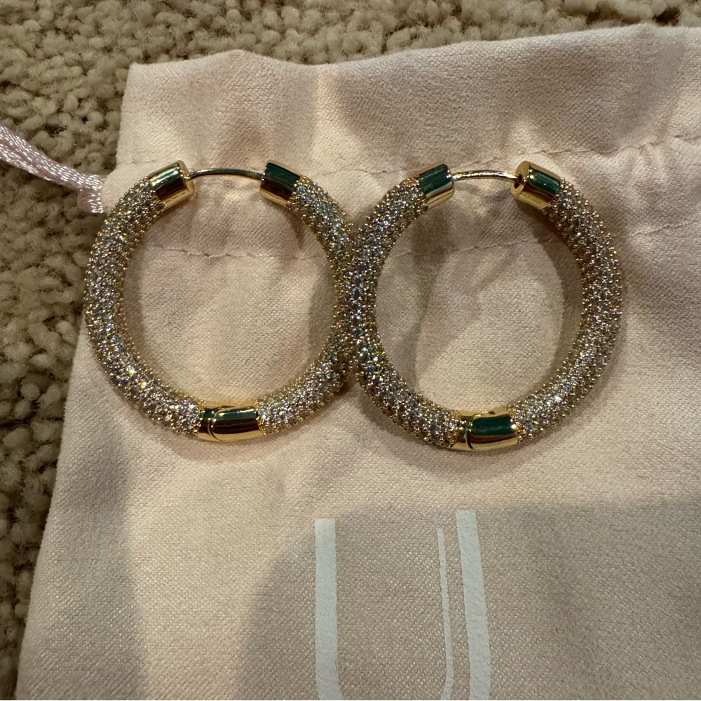 Gold Pave Hoop Earrings